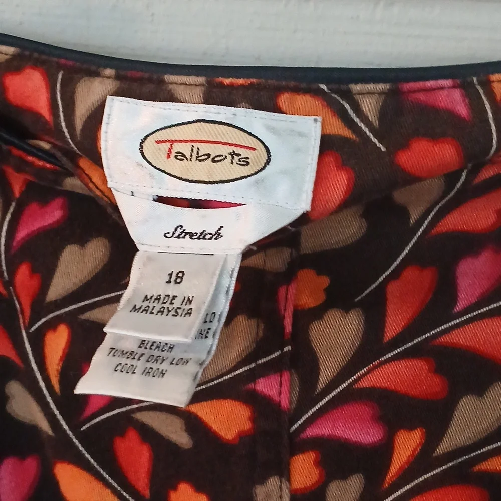 Talbots Leaf Heart Print Chocolate Brown Casual Skirt With Pockets Size 18 - Picture 9 of 10